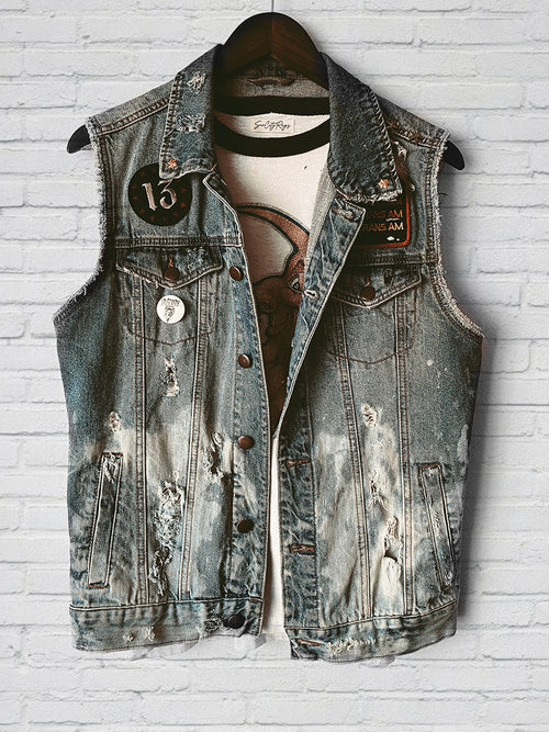 "Devil Made Me Do It" - Denim Vest