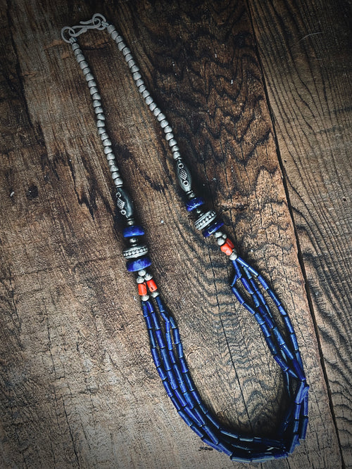 Vintage Lapis & Coral Necklace